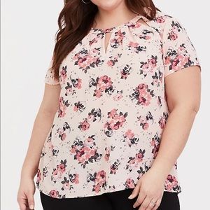 BLUSH PINK FLORAL SKULL GEORGETTE BLOUSE